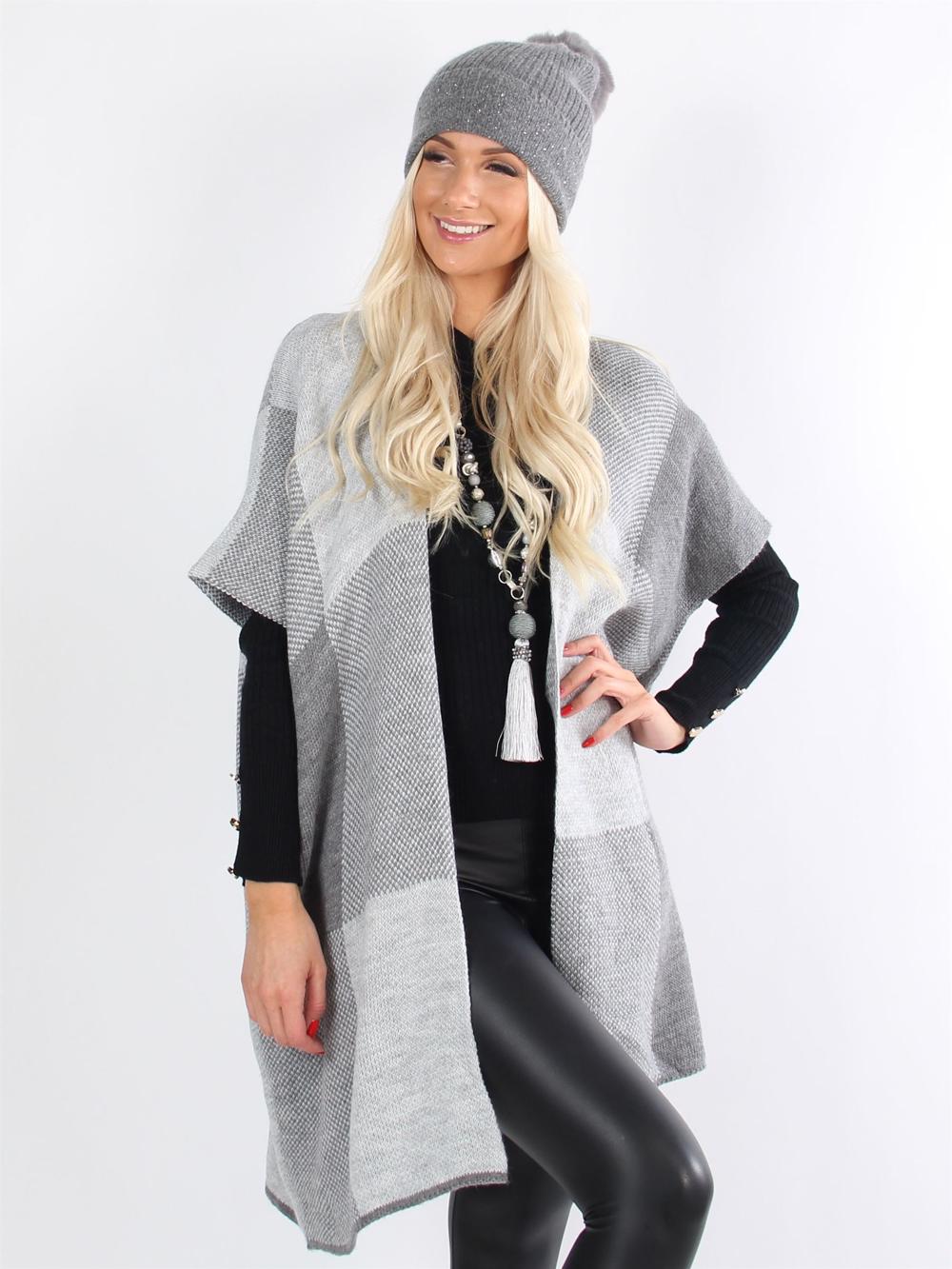 Saimine - Armygrøn simpel strikcardigan uden ærmer